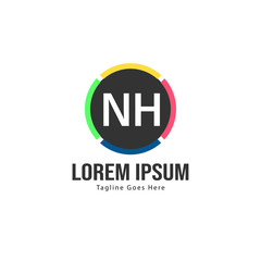 Obraz premium Initial NH logo template with modern frame. Minimalist NH letter logo vector illustration