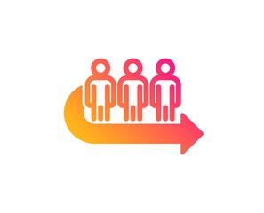 Queue icon. People waiting sign. Direction arrow symbol. Classic flat style. Gradient queue icon. Vector