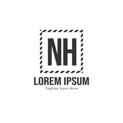Initial NH logo template with modern frame. Minimalist NH letter logo vector illustration