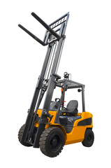 A telescopic handler isolated on a white background