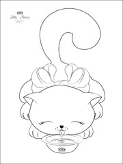 oloring book cat drinks milk
