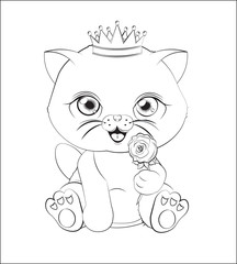cat with flower Coloring book