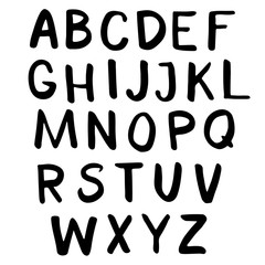 brush-drawn doodl alphabet