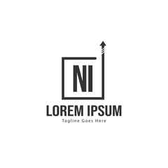 Initial NI logo template with modern frame. Minimalist NI letter logo vector illustration