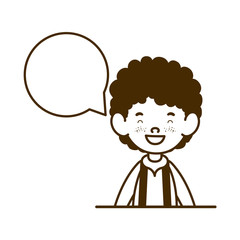 Fototapeta premium silhouette of student boy smiling with speech bubble