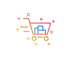Delivery Service line icon. Shopping cart sign. Express Online buying. Supermarket basket symbol. Gradient design elements. Linear shopping cart icon. Random shapes. Vector