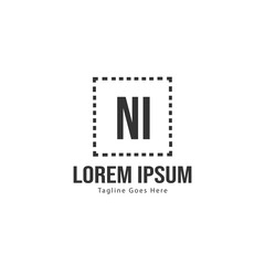 Obraz premium Initial NI logo template with modern frame. Minimalist NI letter logo vector illustration