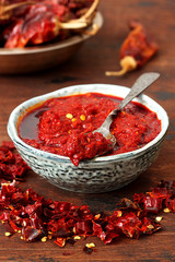 Traditional Homemade Harissa Sauce from hot peppers