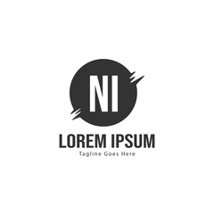 Initial NI logo template with modern frame. Minimalist NI letter logo vector illustration