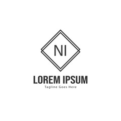Fototapeta premium Initial NI logo template with modern frame. Minimalist NI letter logo vector illustration