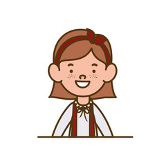 student girl smiling on white background