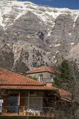 kypseli artas village view to the mountain in winter
