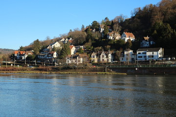 Fototapeta na wymiar houses on the bank of river