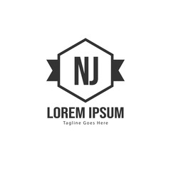 Initial NJ logo template with modern frame. Minimalist NJ letter logo vector illustration