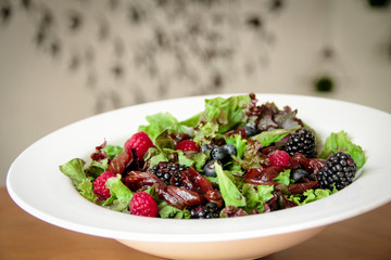 Raspberry and blackberry salad bowl