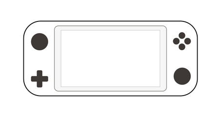 White Portable video game Console, handheld gadget for Video Gaming isolated on white background. Illustration for design, apps and web. Mockup © skvalval
