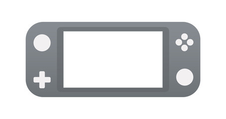 Grey Portable video game Console, handheld gadget for Video Gaming isolated on white background. Illustration for design, apps and web. Mockup © skvalval