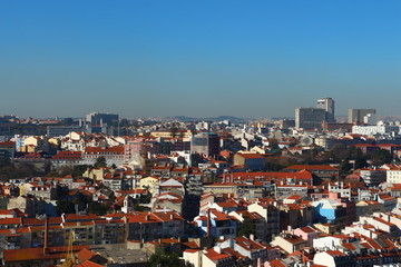 Fototapeta na wymiar Panoramic city view of Lisbon in winter