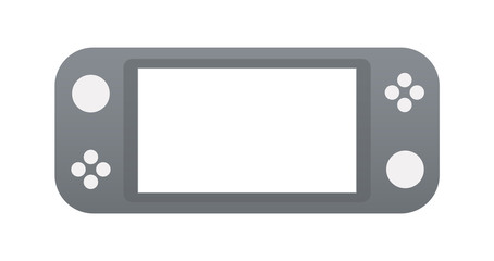 Grey Portable video game Console, handheld gadget for Video Gaming isolated on white background. Illustration for design, apps and web. Mockup © skvalval