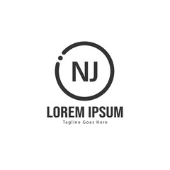 Initial NJ logo template with modern frame. Minimalist NJ letter logo vector illustration