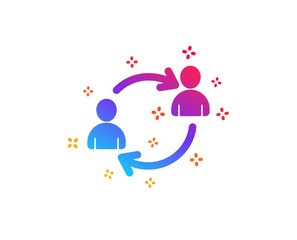 Teamwork icon. User communication or Human resources. Profile Avatar sign. Person silhouette symbol. Dynamic shapes. Gradient design user communication icon. Classic style. Vector