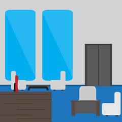 Office workplace room with a table and a chair- Vector