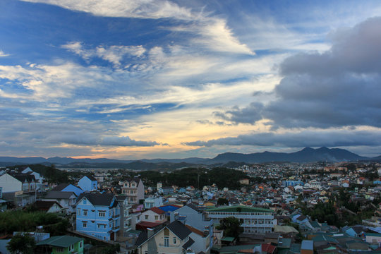 aerial view of the city dalat Vietnam