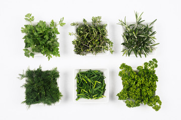 fresh green herbs spices seasoning