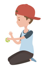 Teenager boy cartoon with tennis ball design