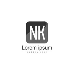 Initial NK logo template with modern frame. Minimalist NK letter logo vector illustration