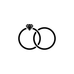 Diamond Wedding Rings Icon Vector