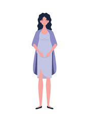 Fototapeta premium beautiful woman pregnant standing on white background