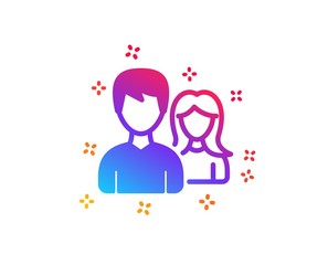 Group icon. Users or Teamwork sign. Male and Female Person silhouette symbol. Dynamic shapes. Gradient design teamwork icon. Classic style. Vector
