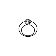 Diamond Wedding Rings Icon Vector