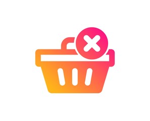 Remove Shopping cart icon. Online buying sign. Supermarket basket symbol. Classic flat style. Gradient delete purchase icon. Vector