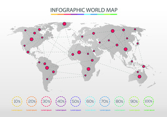 Vector world map and info graphics elements ,Vector illustration