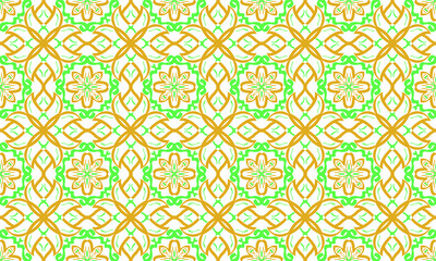Seamless endless repeating bright ornament of multi-colored geometric shapes