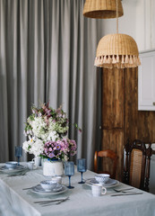 The design of the modern home kitchen in  rustic style. kitchen decor