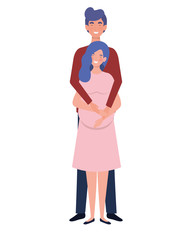 pregnant woman with husband standing