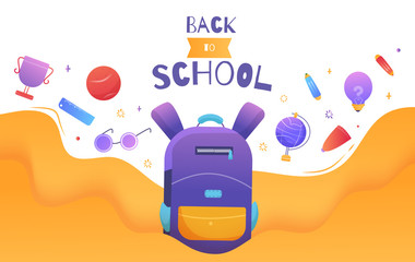 Modern Back to school banner, simple design for any purposes. Study concept. Creative sale promotion vector element. Colorful background