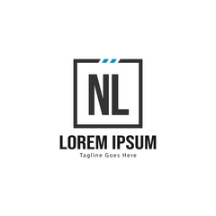 Initial NL logo template with modern frame. Minimalist NL letter logo vector illustration