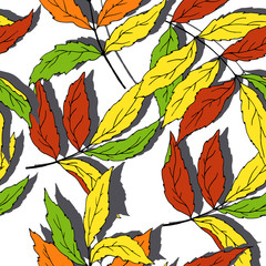 seamless pattern with leaves in autumn colors
