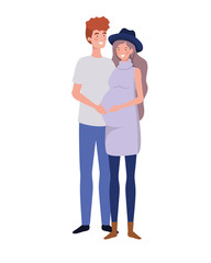pregnant woman with husband standing