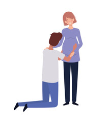 pregnant woman with husband standing