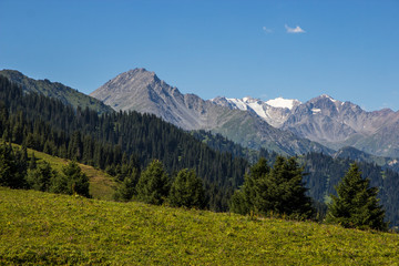 Almaty mountains landscape. Summer view of Kok Zhailau