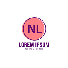 Fototapeta premium Initial NL logo template with modern frame. Minimalist NL letter logo vector illustration