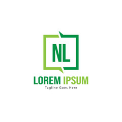 Initial NL logo template with modern frame. Minimalist NL letter logo vector illustration