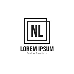 Initial NL logo template with modern frame. Minimalist NL letter logo vector illustration