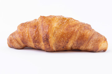Tasty croissant with chocolate and jam isolated on white background