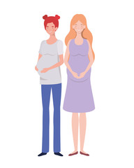 beautiful women pregnant standing on white background